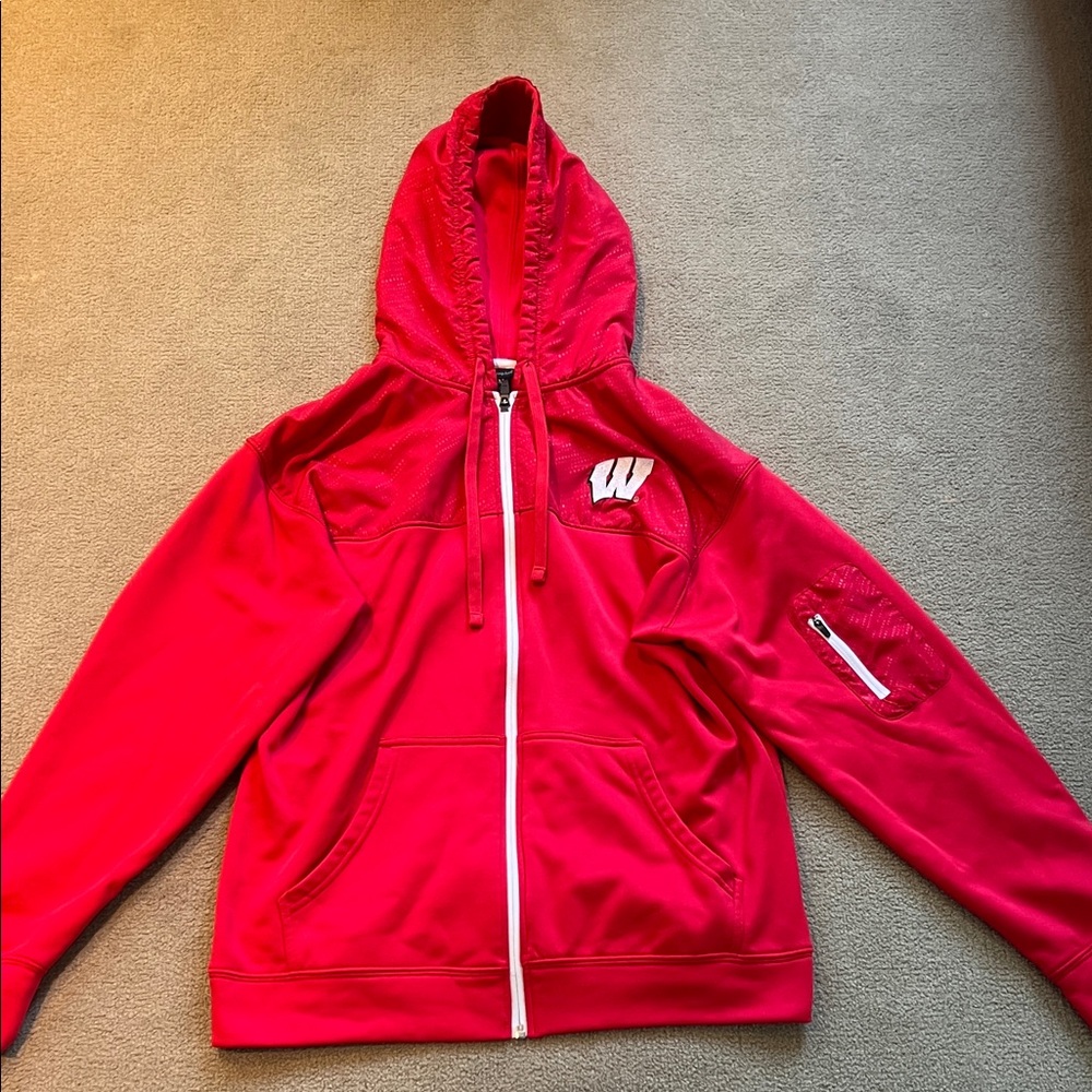 (M) Champion Wisconsin Badgers Athletic Red Zip-Up Hoodie